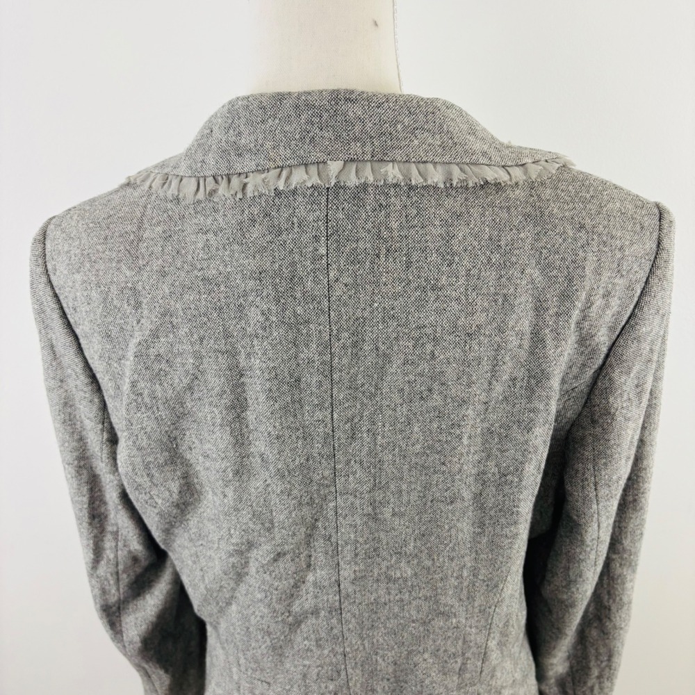 White House Black Market Gray Wool Blend Ruffle Trim Peplum Blazer Jacket 14 - Picture 5 of 9